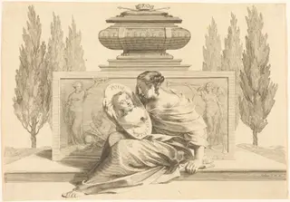 Allegory in Honor of Anne of Austria, by Claude Mellan, ink, 1643