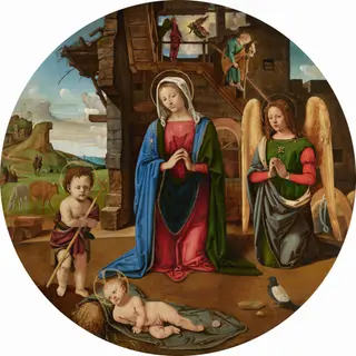 The Nativity with the Infant Saint John, by Piero di Cosimo, oil, 1500