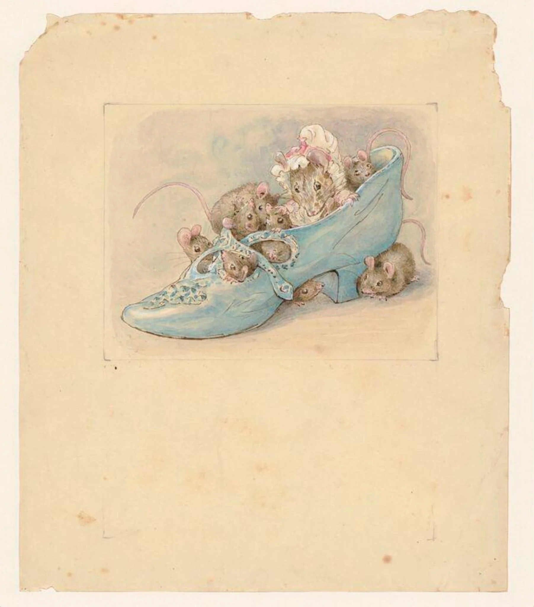 Mice in a shoe, detail