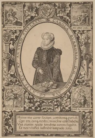 Charlotte of Bourbon, by Hendrick Goltzius, ink, 1581