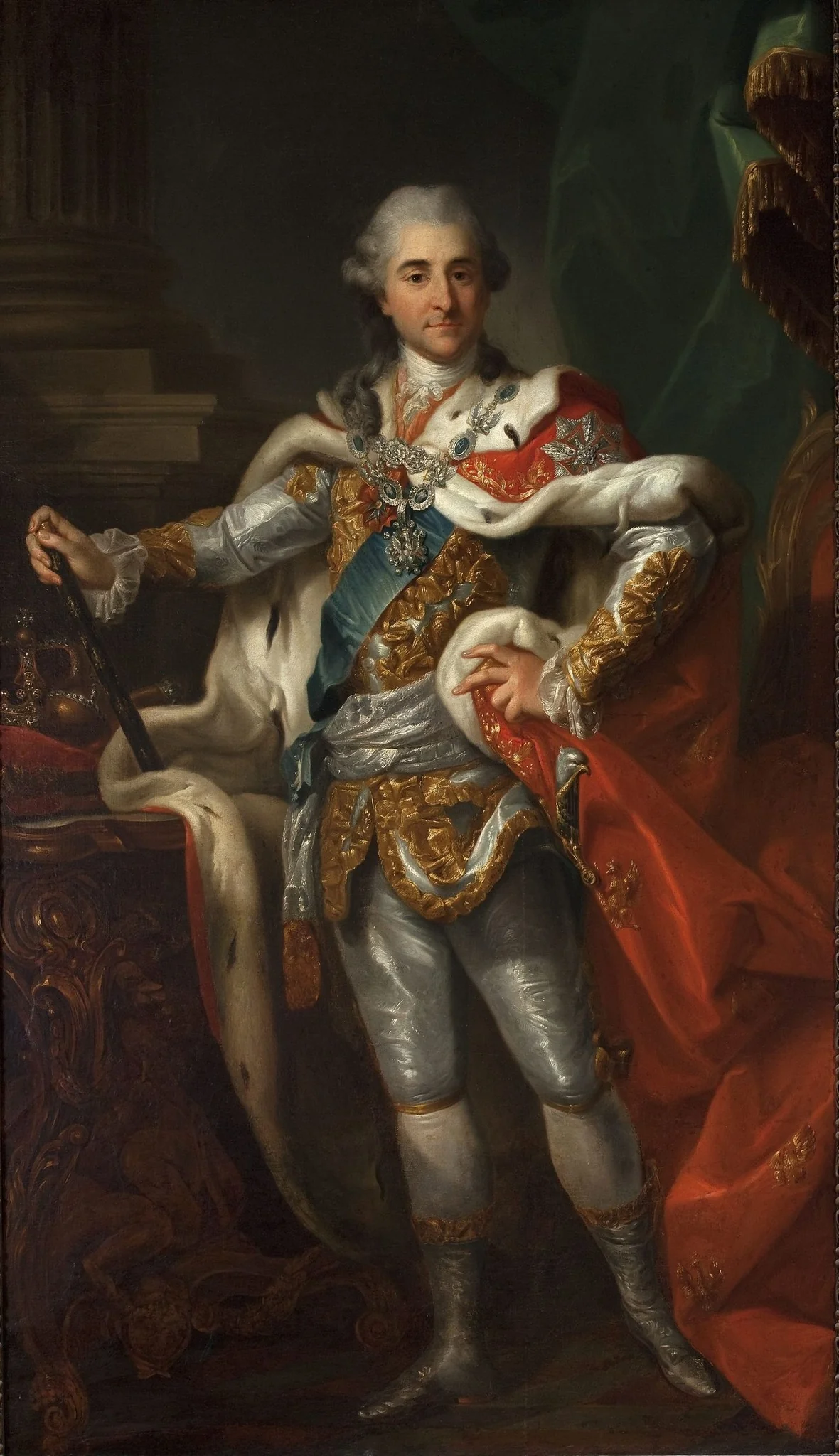 Portrait of Stanisław August Poniatowski in the coronation costume, detail