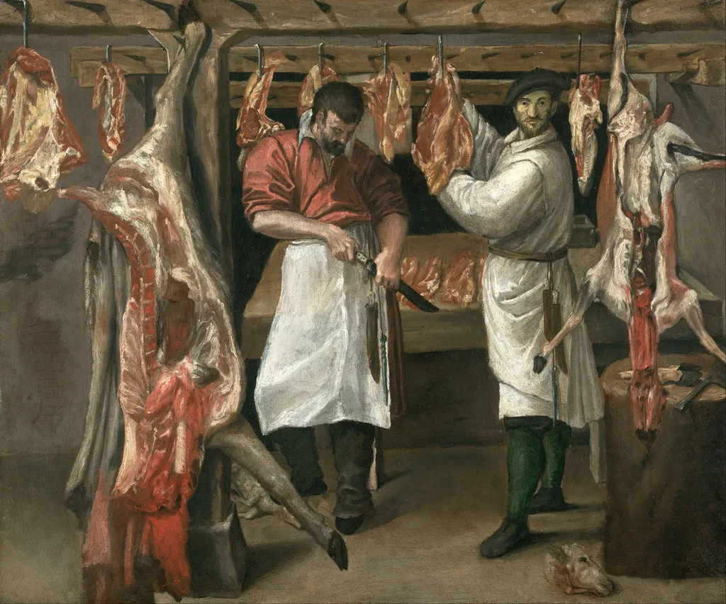 The Butcher's Shop, by Annibale Carracci, oil, 1592