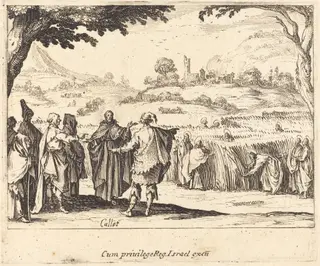 Jesus with the Pharisees, by Jacques Callot, ink, 1635