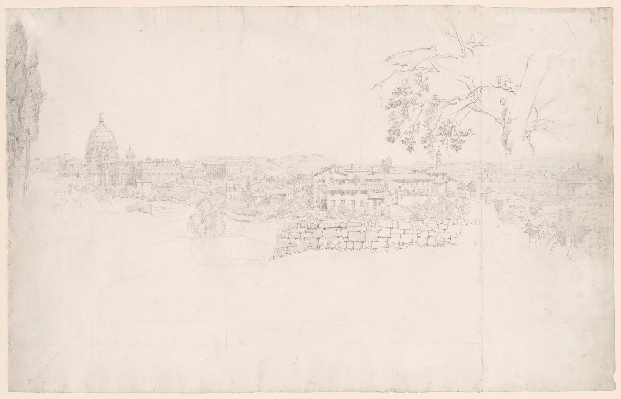 Fantasy Panorama of Rome from St. Peter's to the Castel San Angelo, detail
