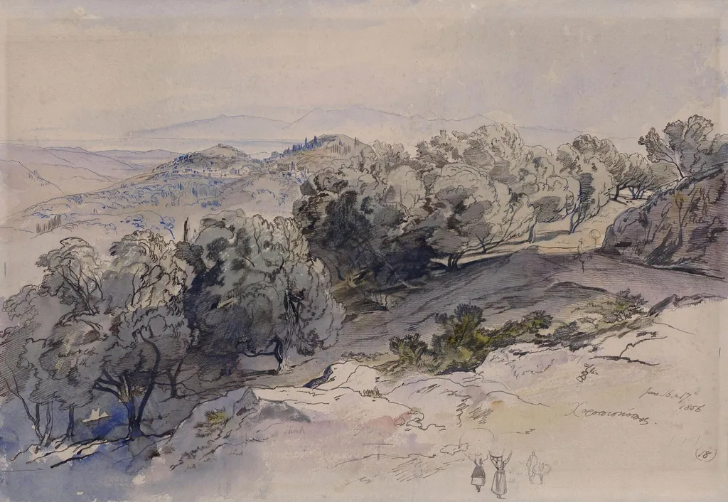 Choropiskopos, June 16th & 17th 1856, by Edward Lear, watercolor, 1856