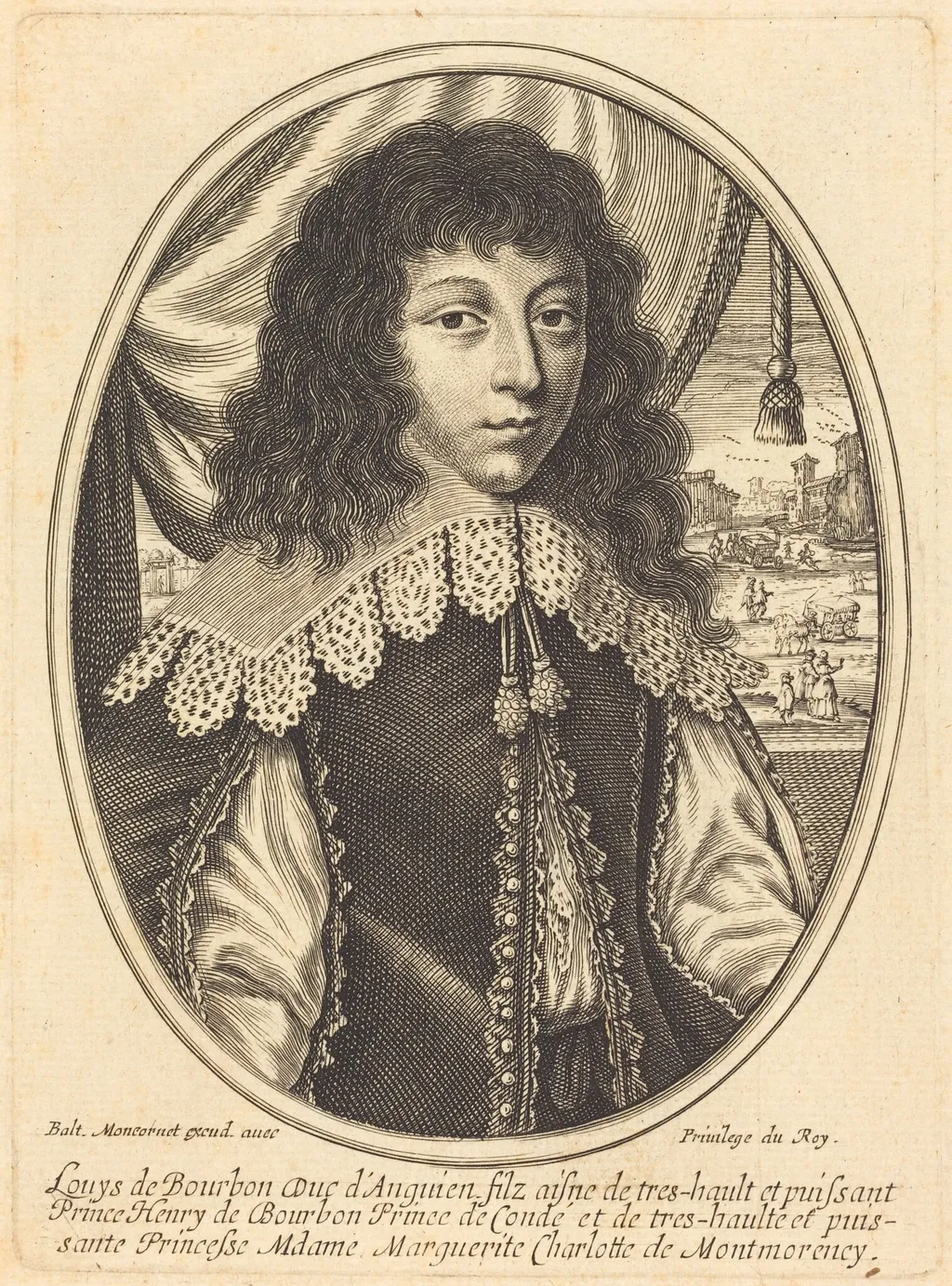 Louis II de Bourbon-Condé, by Balthasar Moncornet, ink, 1634