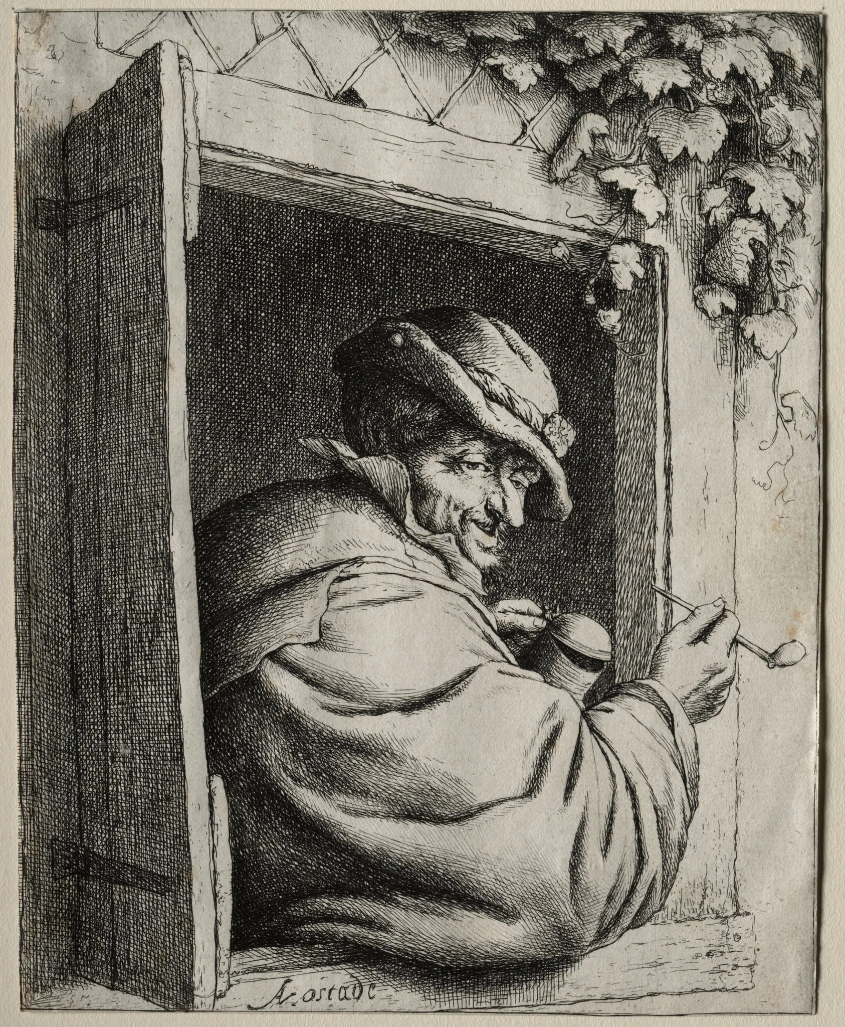 The Smoker at the Window, detail