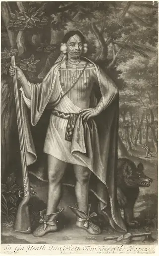 Sa Ga Yeath Qua Pieth Tow, King of the Maquas, by John Simon, ink, 1710
