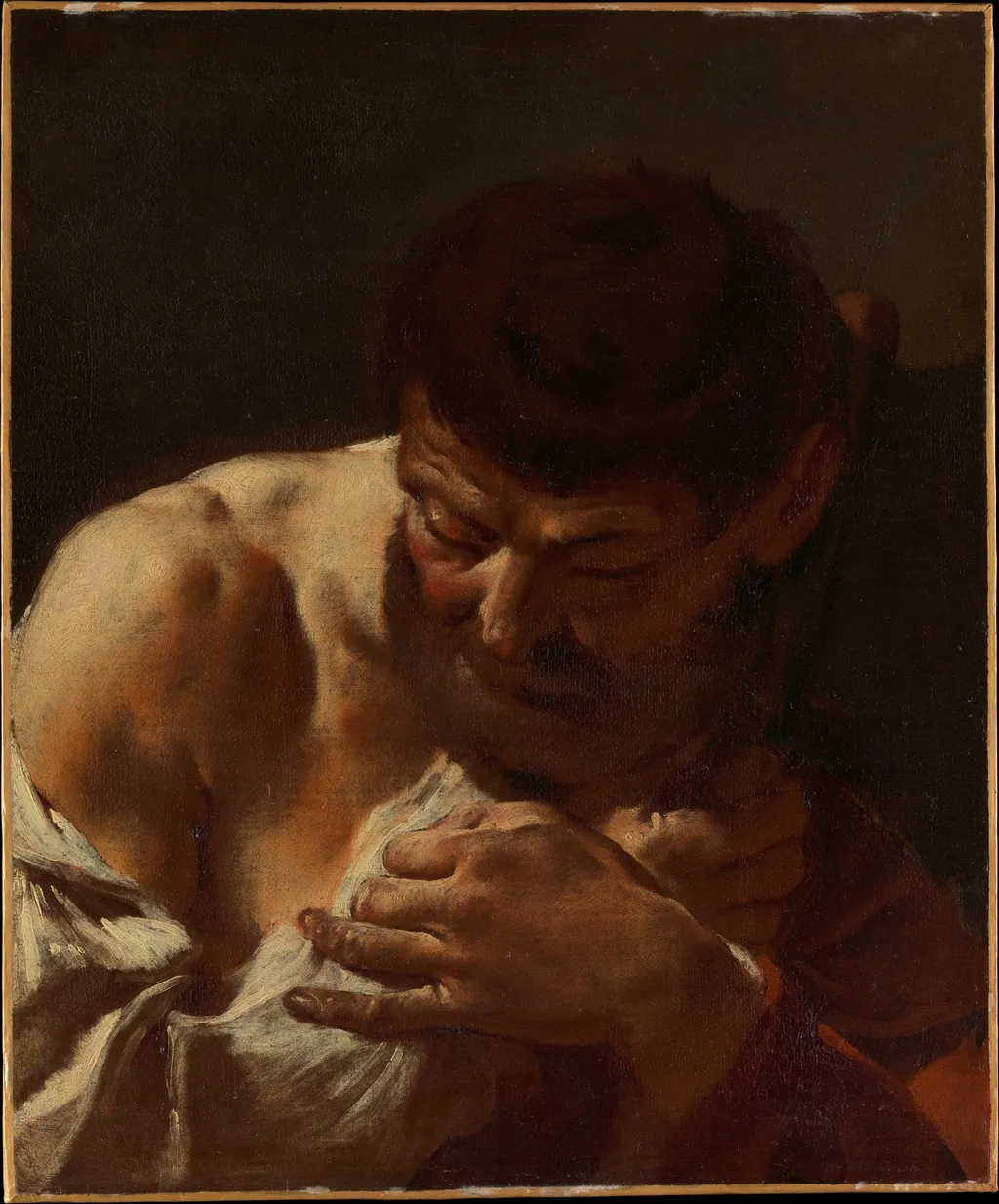 Bust of a Man (Saint Matthias?), by Giovanni Battista Piazzetta, oil, 1717