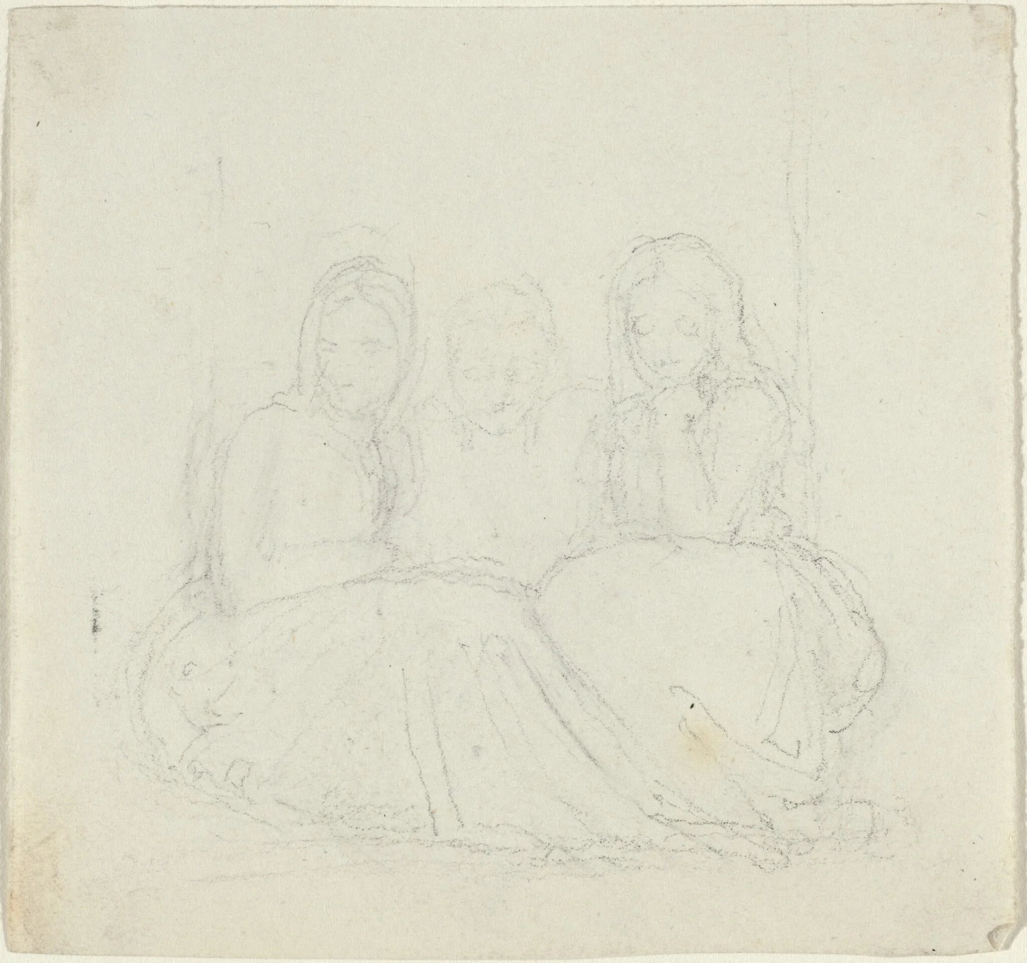 Three Seated Female Figures, detail