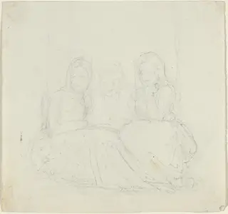 Three Seated Female Figures, by John Flaxman, graphite, 1790