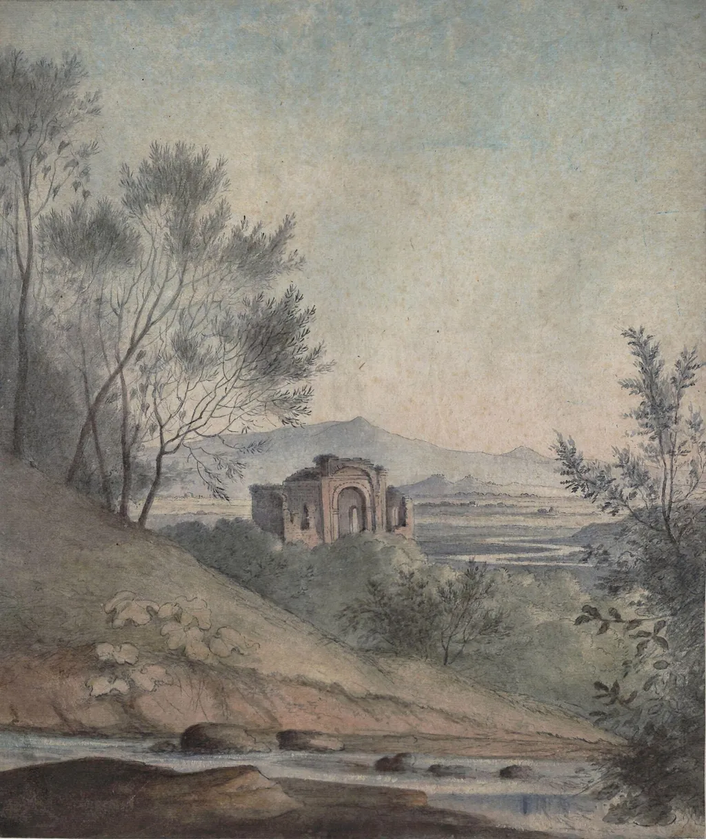 View near the Monte Mario near Rome, by George I. Cuitt, watercolor, 1764