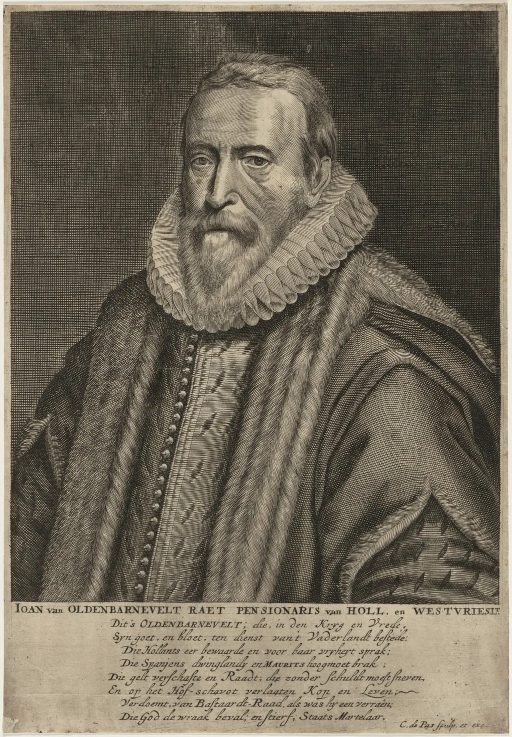 Johan van Oldenbarnevelt, by Crispijn van de Passe I, ink, 1601
