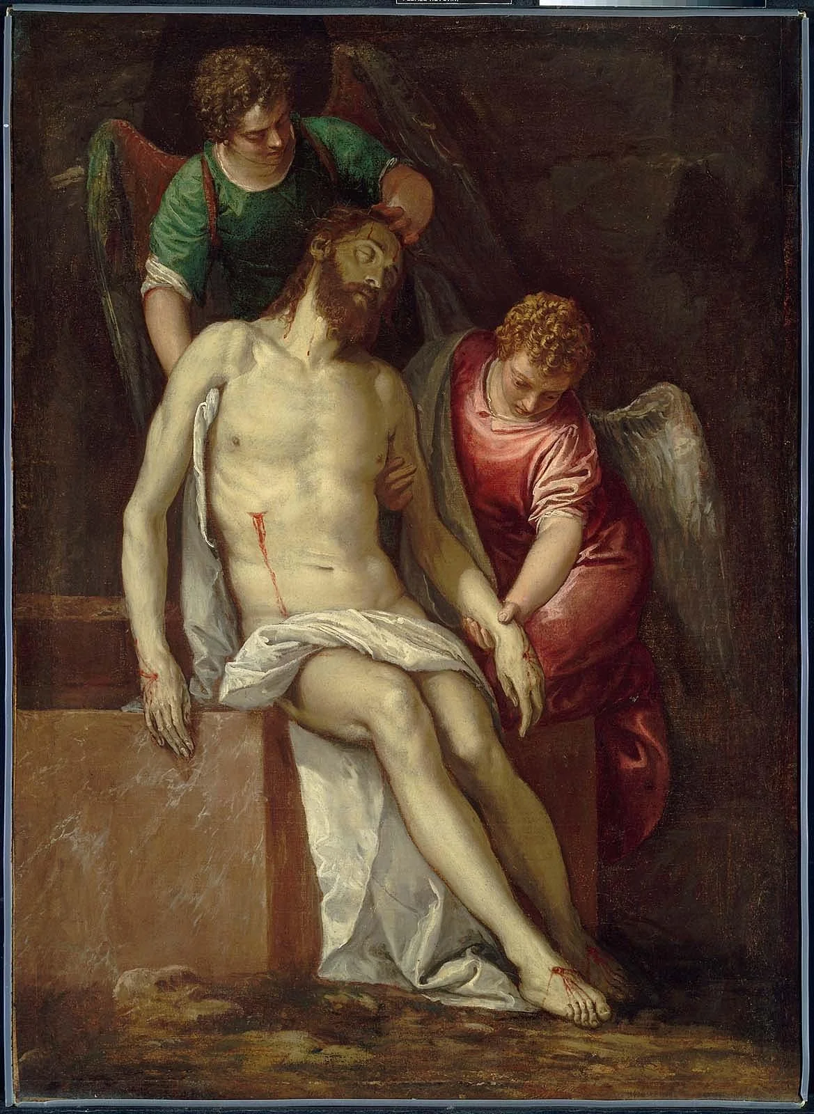 The Dead Christ Supported by Angels, detail