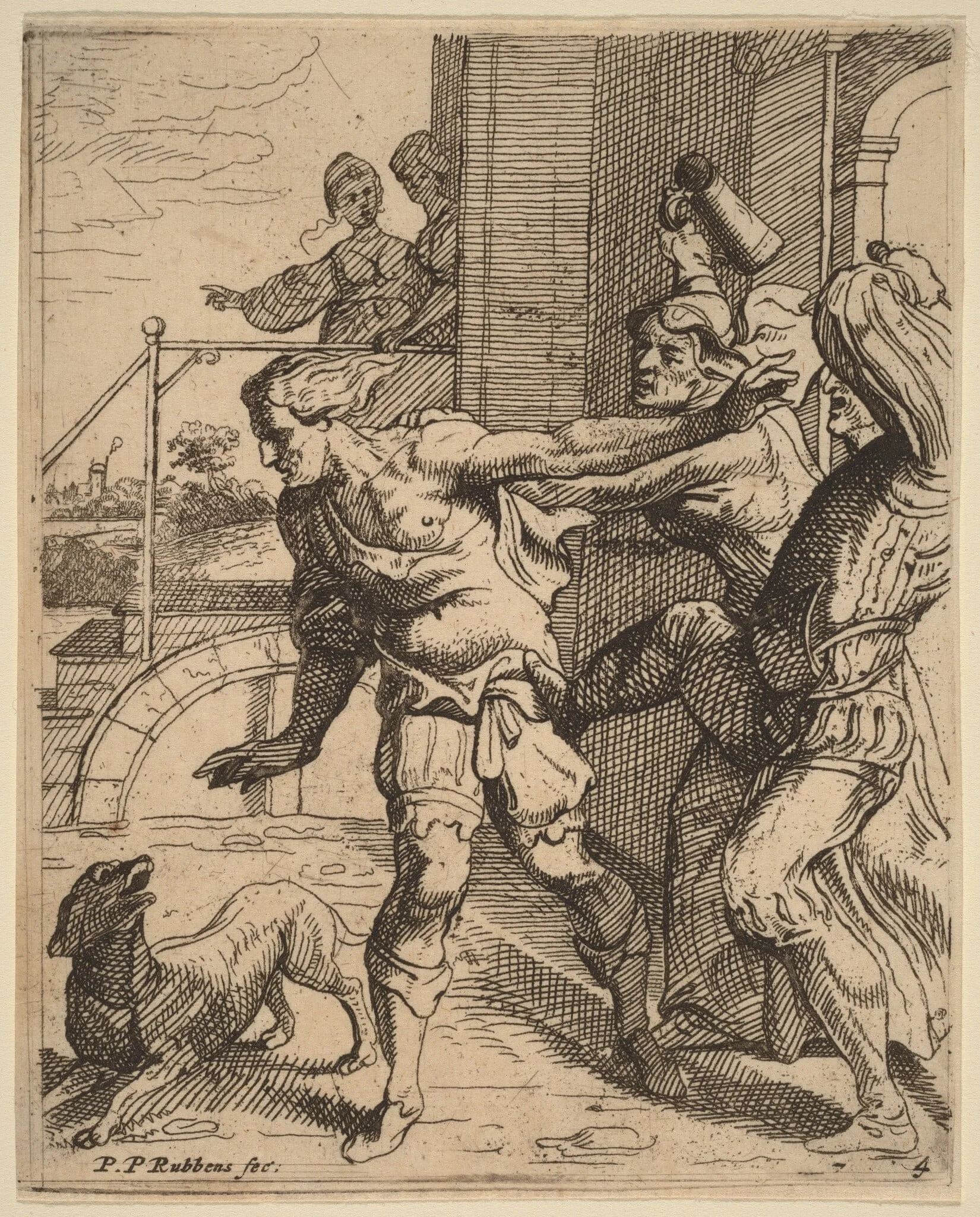 The Prodigal Son Driven from the Tavern, detail