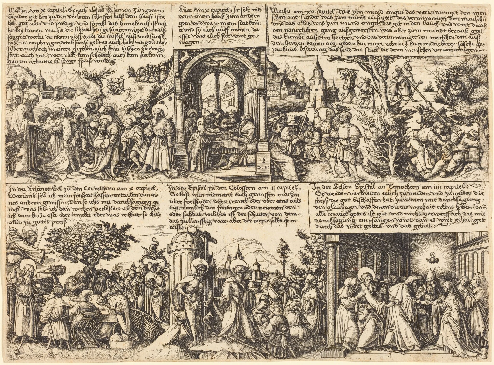 Jesus Christ Giving the Mission to the Apostles and Other New Testament Scenes, detail