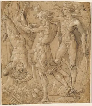 The Flaying of Marsyas, by Parmigianino, ink, 1528