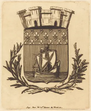 Armes symboliques de la ville de Paris (Symbolical Arms of the City of Paris), by Charles Meryon, ink, 1854