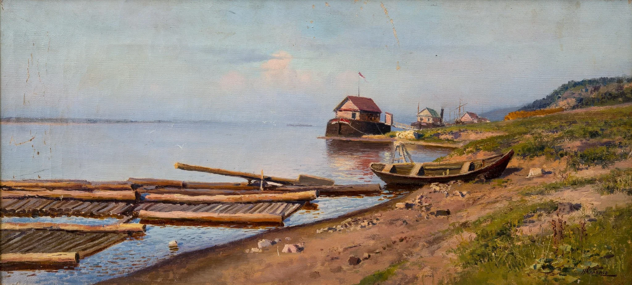 Vene joen rannalla, detail