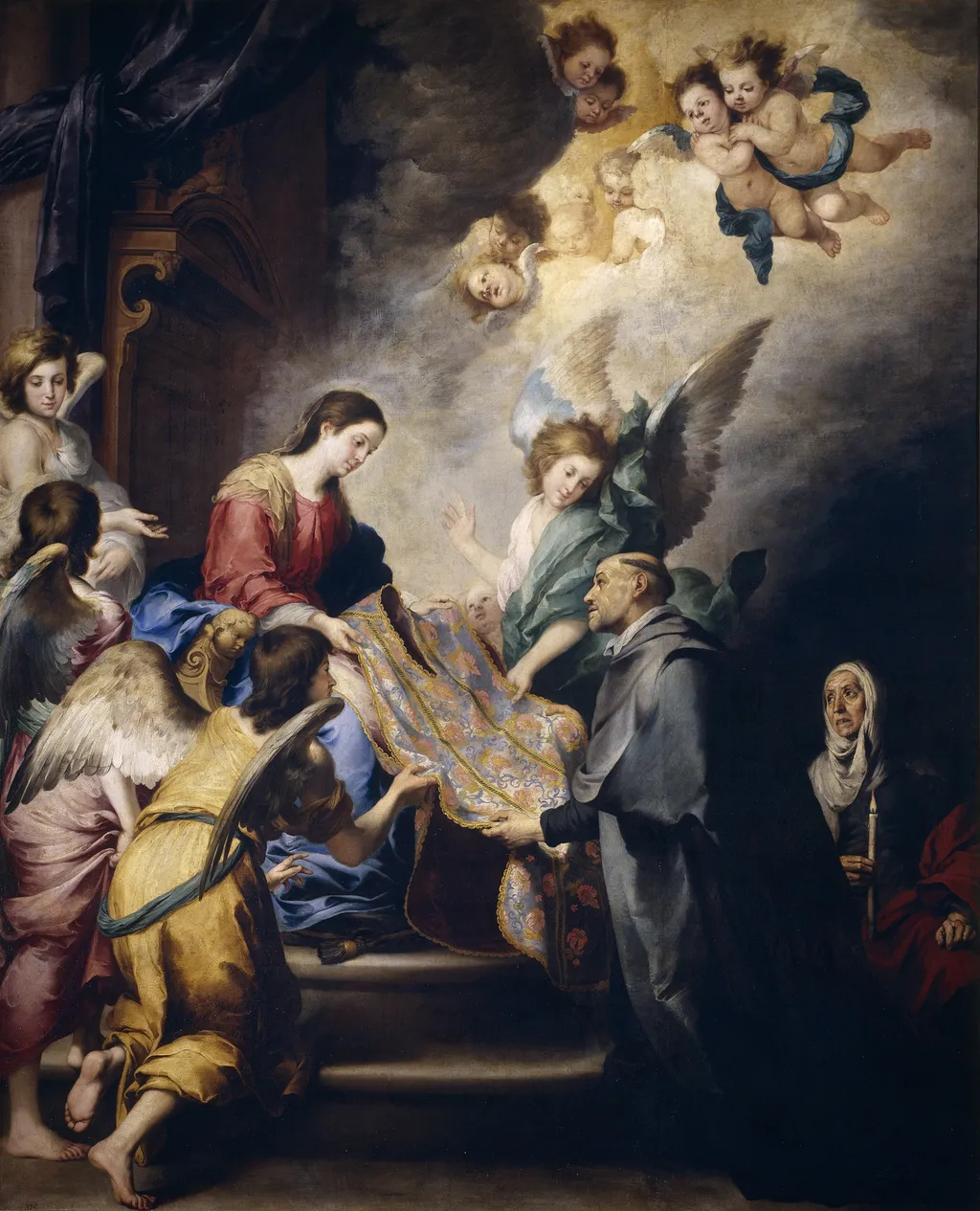 The Apparition of the Virgin to Saint Ildefonso, by Bartolomé Esteban Murillo, oil, 1655