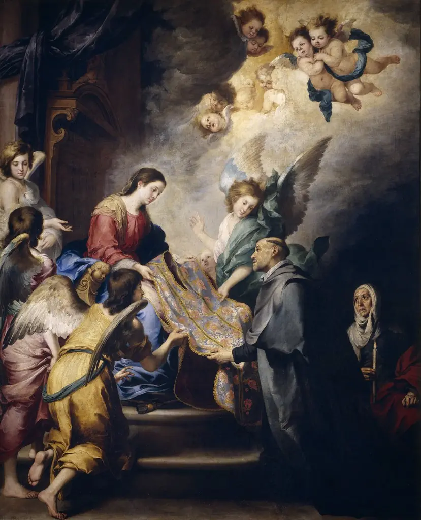 The Apparition of the Virgin to Saint Ildefonso, by Bartolomé Esteban Murillo, oil, 1655