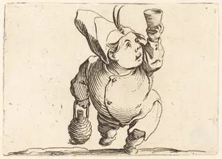 The Drinker, Front View, by Jacques Callot, ink, 1622