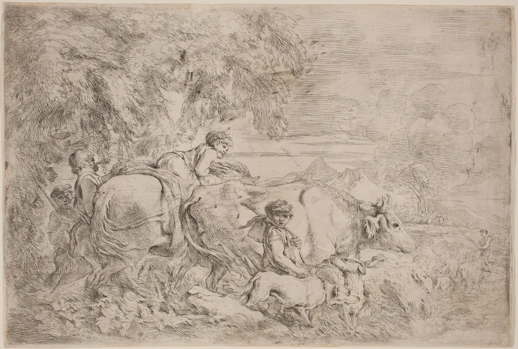Shepherds Following Their Flock, detail