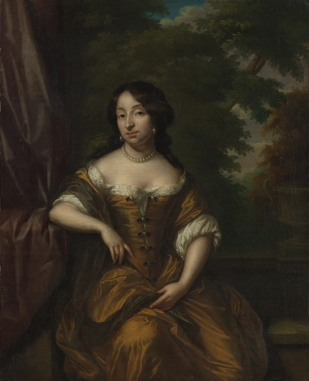 Portrait of Anna Maria Hoeufft (1646-1715), wife of Jan Boudaen Courten, by Caspar Netscher, oil