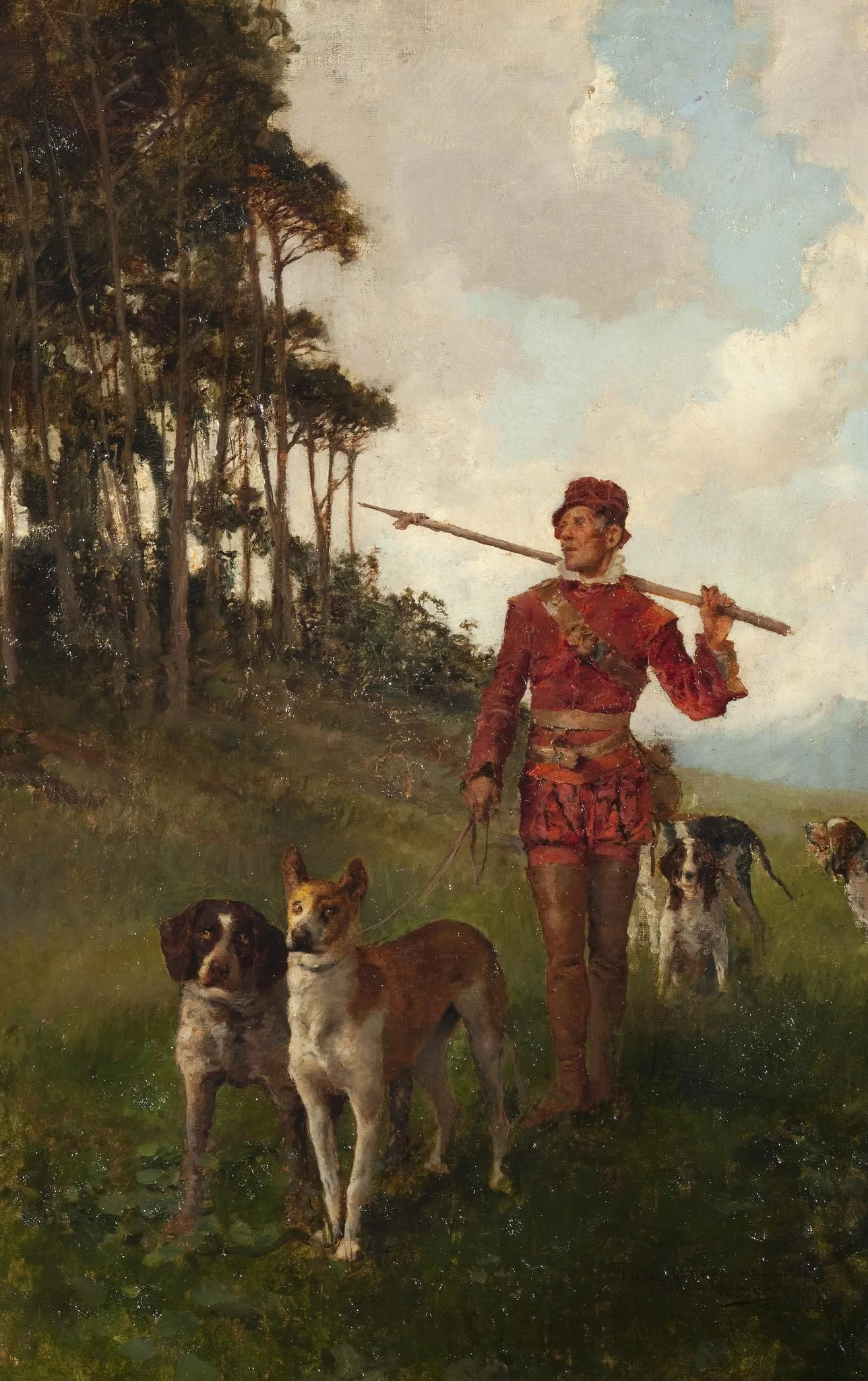 Montero con perros, detail