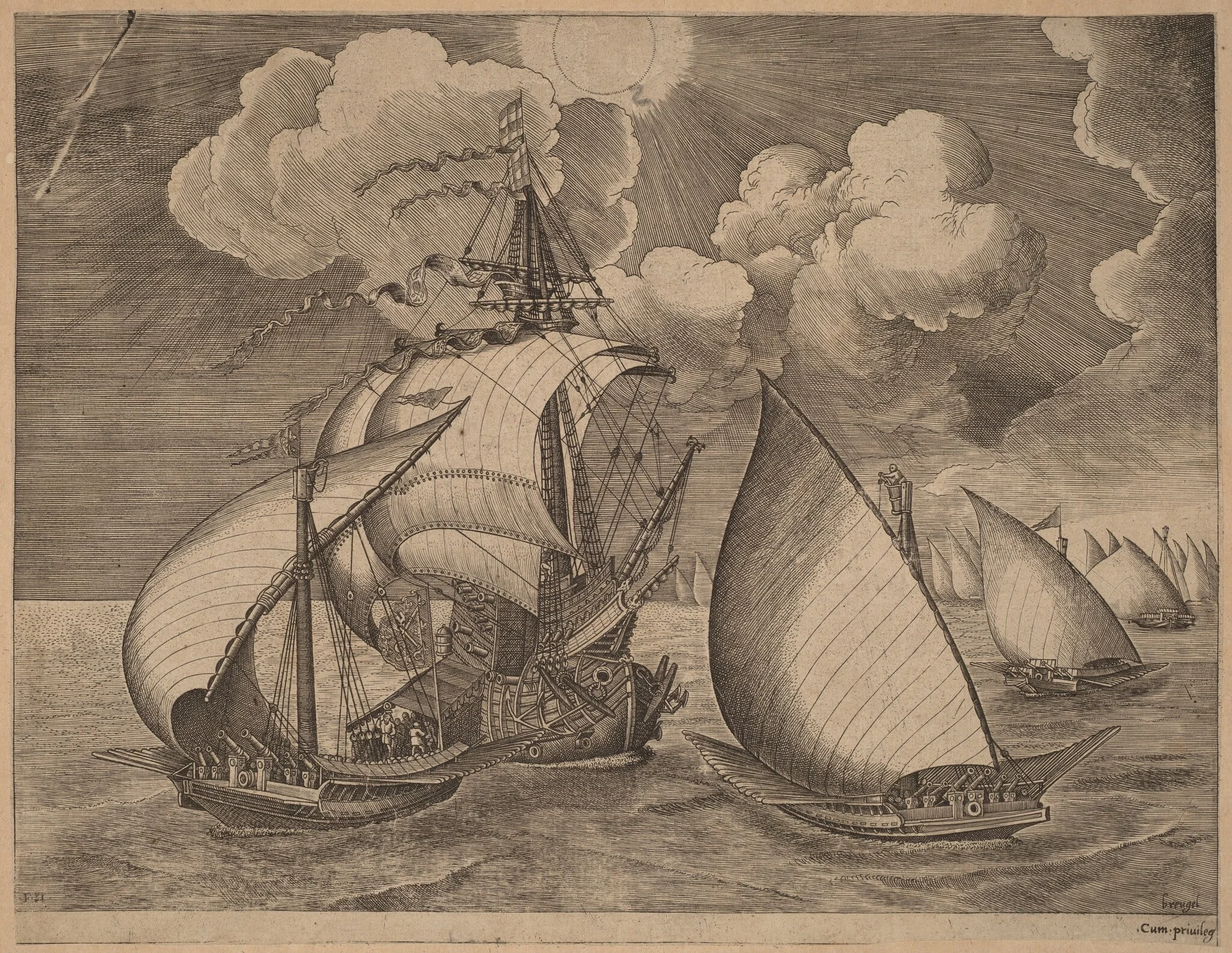 A Fleet of Galleys Escorted by a Caravel, detail