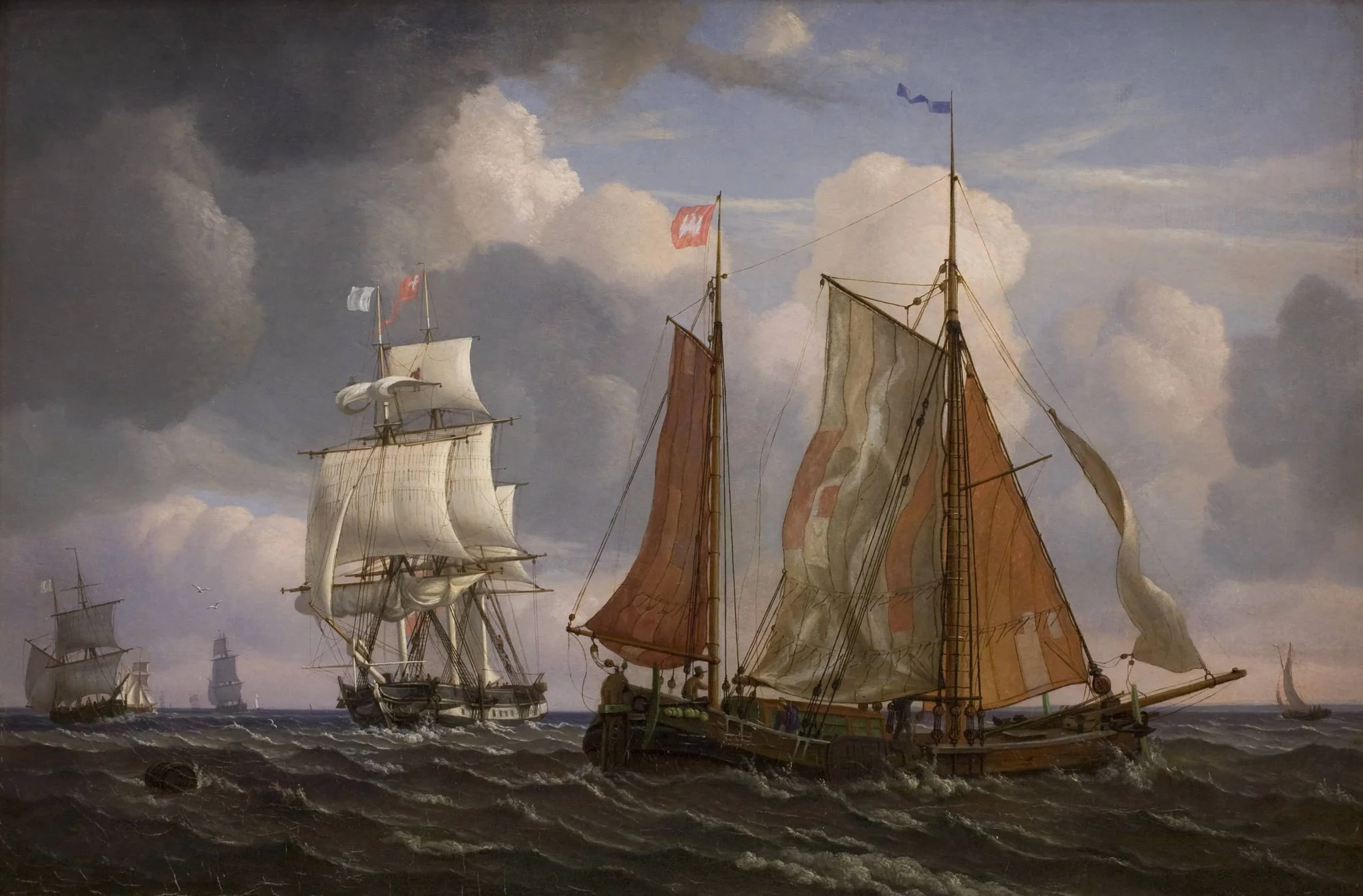 Ships Sailing and Beating up against the Wind in the Sound, detail