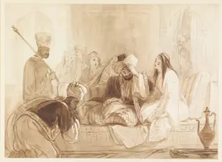 The Sleeper awakened, by Thomas Uwins, watercolor