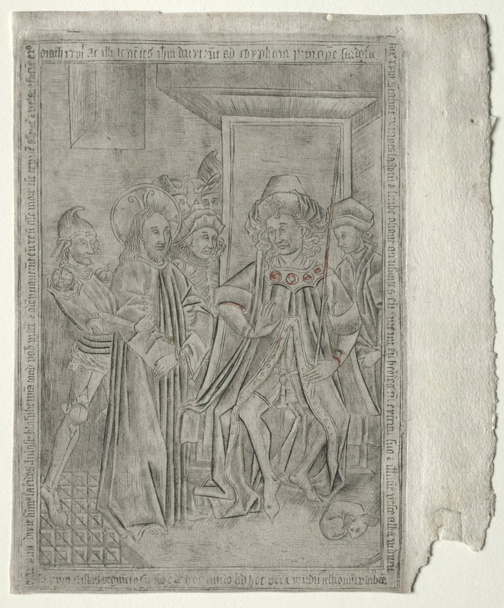 The Passion:  Christ before Caiaphas, by Master of the Banderoles, 1462