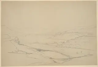 West Point from Storm King, by John William Casilear, graphite, 1852