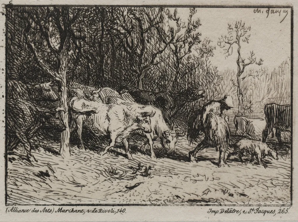Cowherd, by Charles-Émile Jacque, 1855