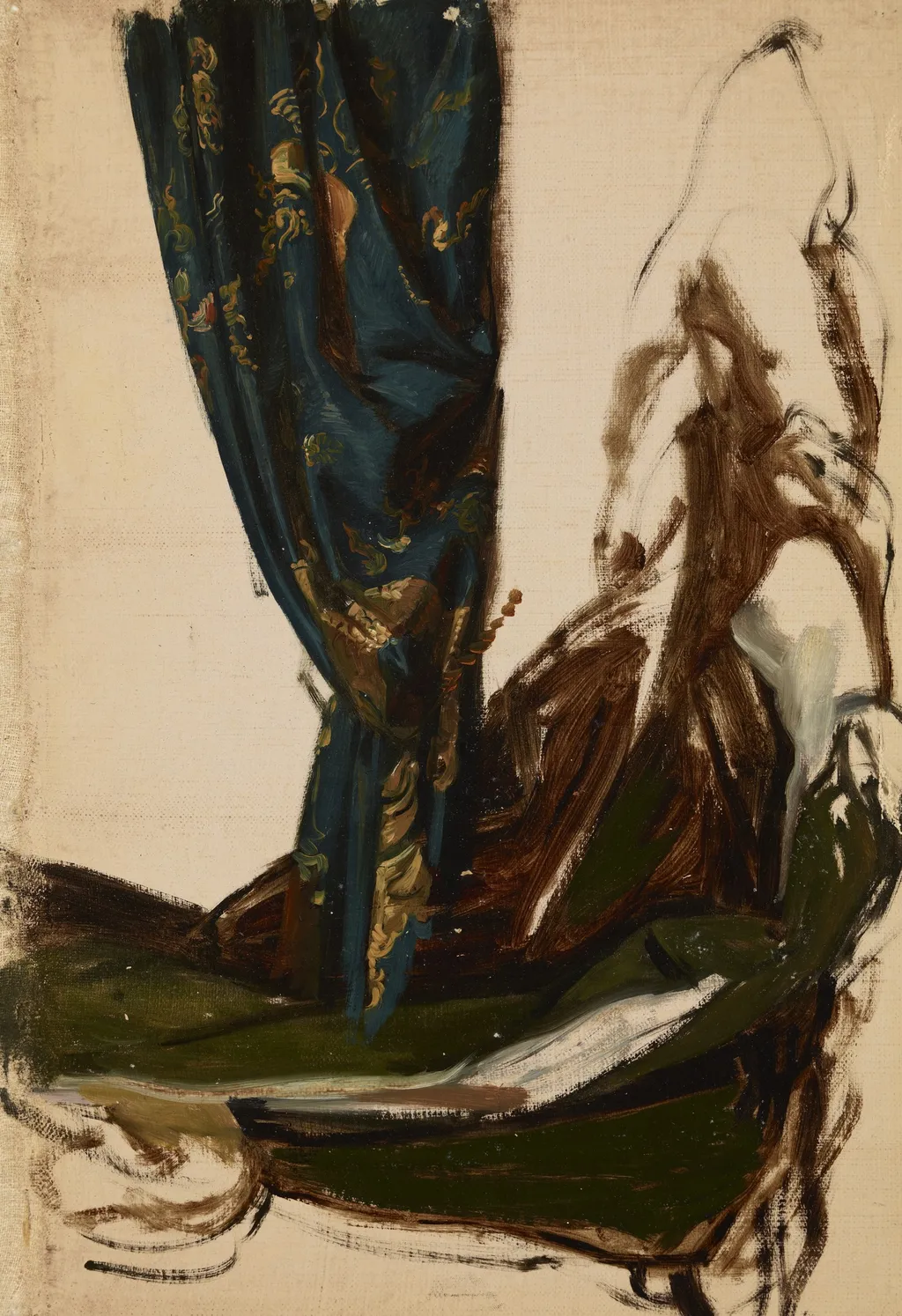 Quinn's Attire and a Drapery. Studies to the Painting "The Oath of Queen Jadwiga", by Józef Simmler, oil, 1855
