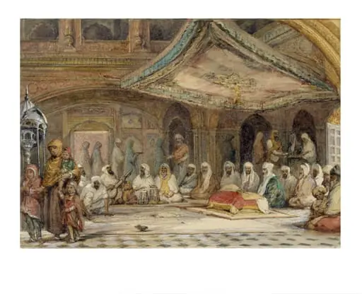 Interior of the Golden Temple, Amritsar, by William Carpenter, paint, 1854