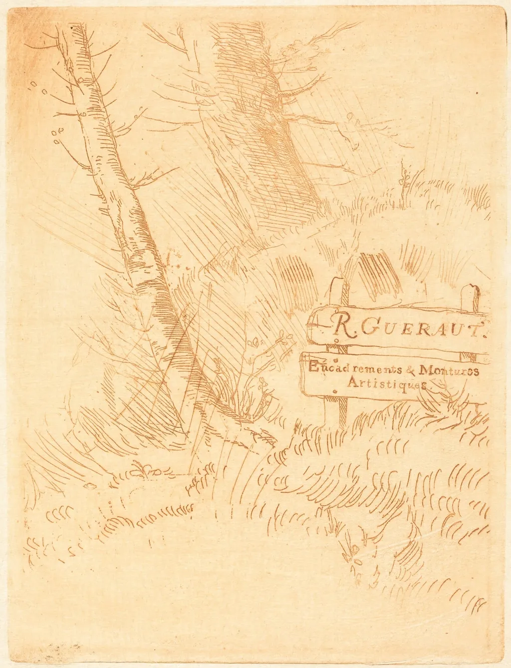 Address of R. Gueraut (Adresse de M.R. Gueraut), by Alphonse Legros, ink, 1874
