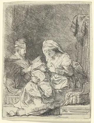 The Holy Family, by Rembrandt van Rijn, ink, 1632