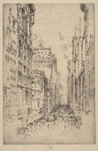 Lower Broadway, by Joseph Pennell, ink, 1904