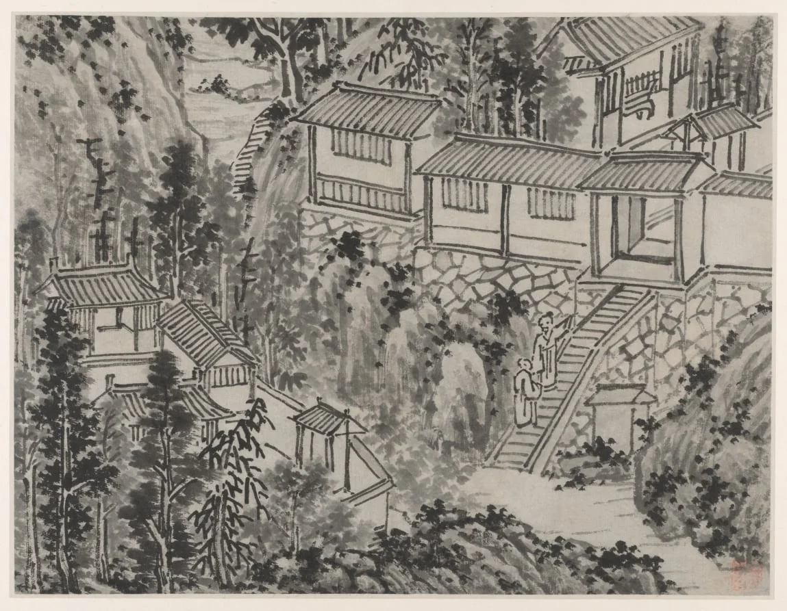 The Pine Retreat, from Twelve Views of Tiger Hill, Suzhou, detail