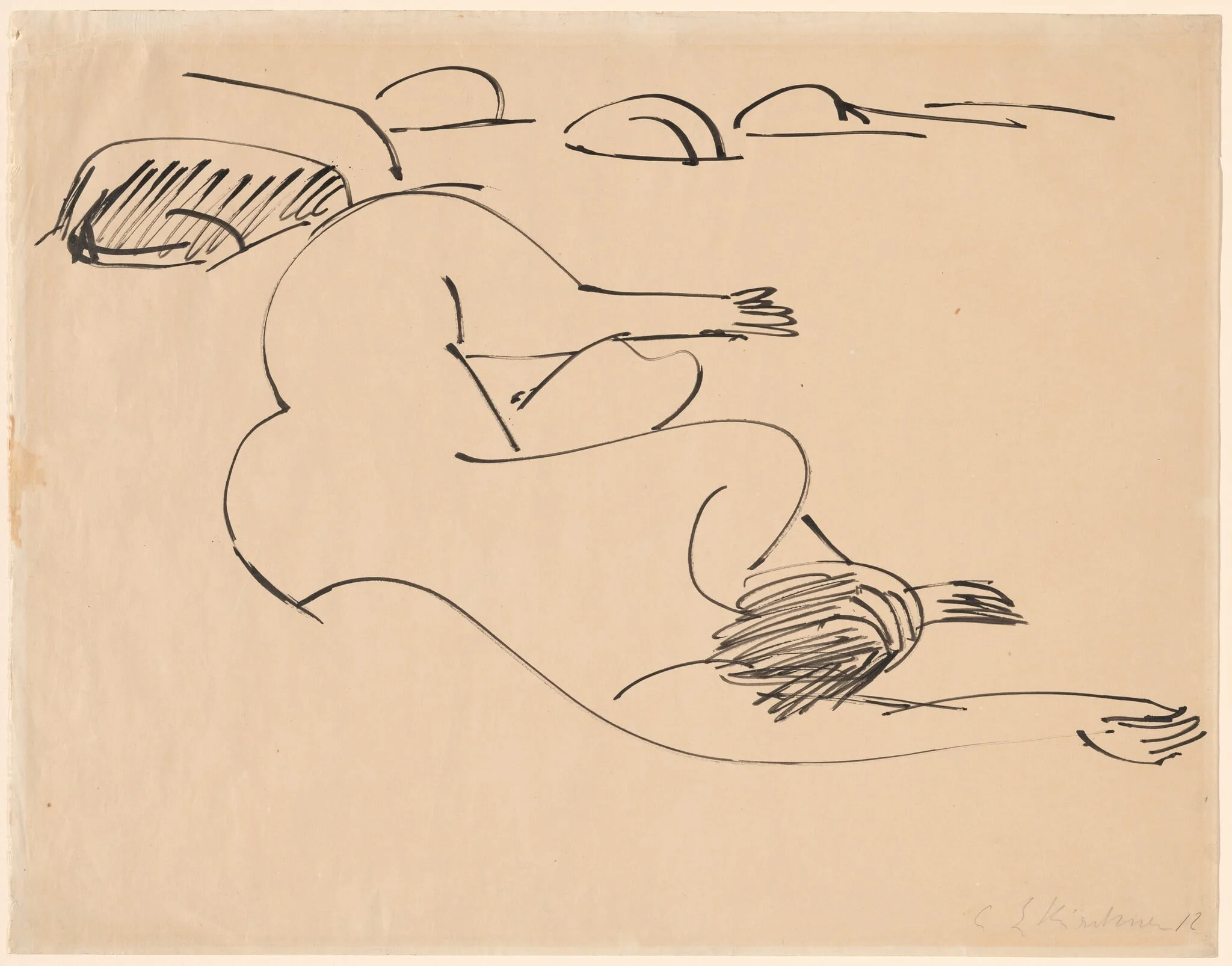 Erna Lying on the Beach among Rocks, detail