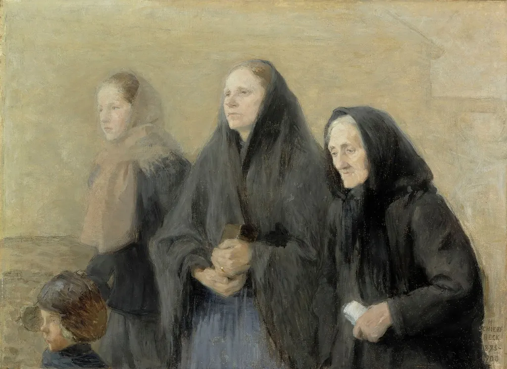 Churchgoers (Easter Morning), by Helene Schjerfbeck, oil, 1900