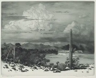 Verde River, Arizona, by George Elbert Burr, ink, 1932