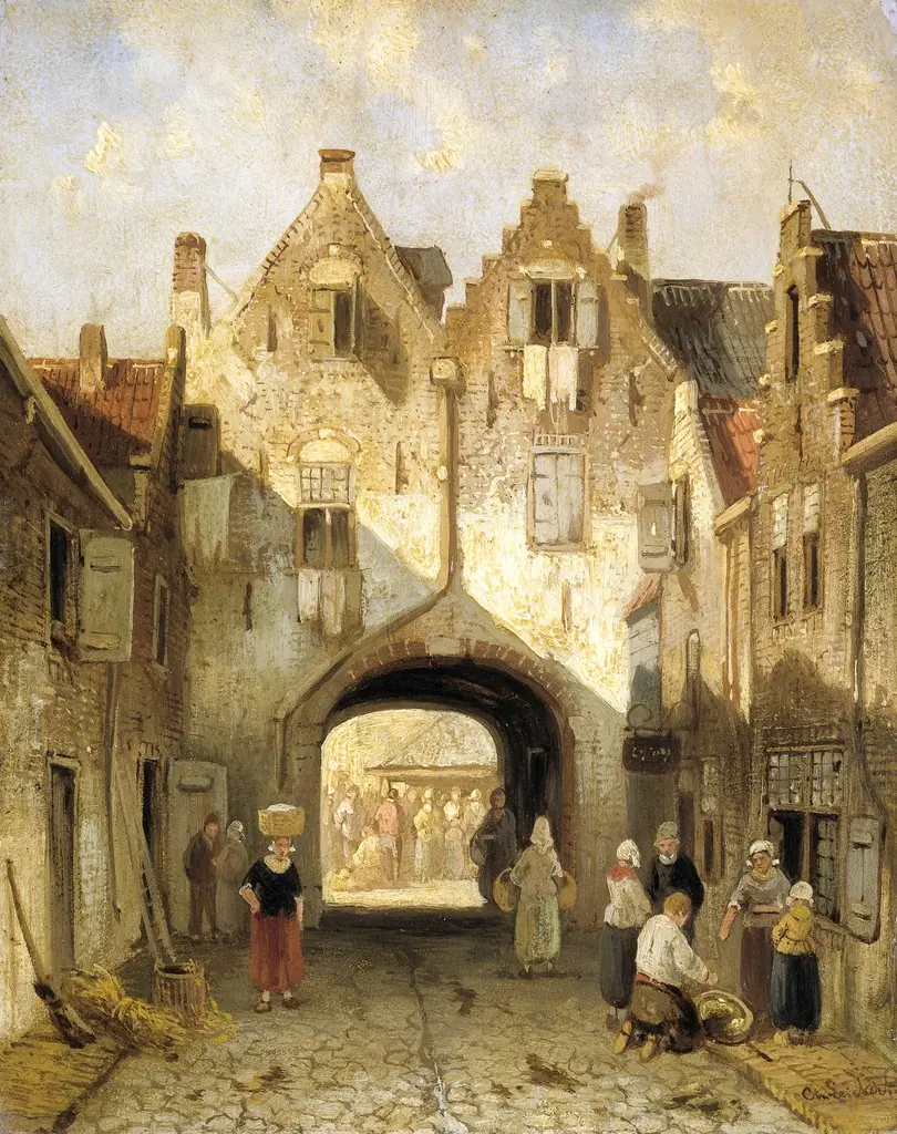 The Old Gate, by Charles Leickert, oil, 1850