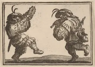 Dancers with Flute and Tambourine, by Edouard Eckman, ink, 1621