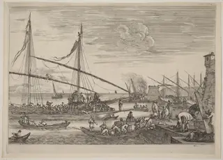 The Fortifications at Livorno, by Stefano Della Bella, ink, 1654