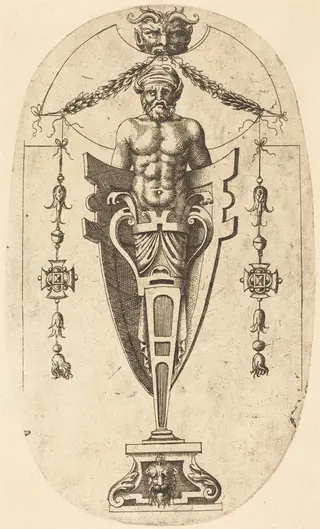 Man in a Niche, by Jean Mignon, ink