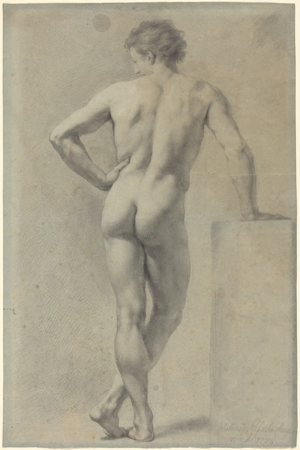 Male Nude Study, by Anton Raphael Mengs, chalk, 1778