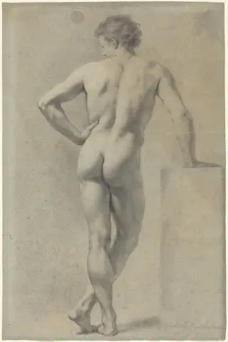 Male Nude Study, by Anton Raphael Mengs, chalk, 1778